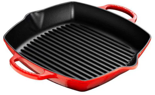 Le Creuset Gietijzeren hoge grillplaat in Kersenrood 30cm