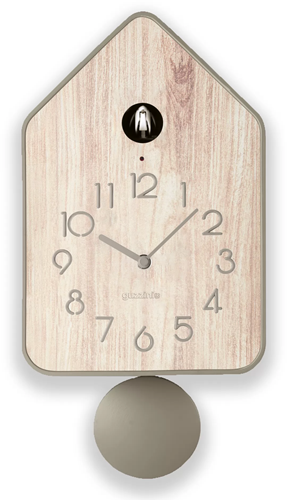 Guzzini Wall Clock With Pendulum ''Qq-Up'' Wood Taupe