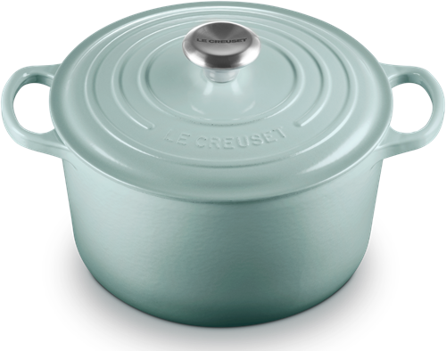 Le Creuset Hoge Braad-/Stoofpan Signature  Rond 24cm 5l Sea Salt Gietijzer