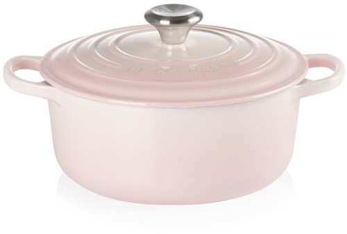 Le Creuset Gietijzeren ronde braadpan in Shell Pink 24cm 4,2l