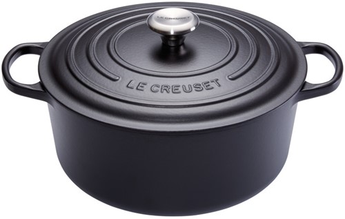 Le Creuset Gietijzeren ronde braadpan in Mat Zwart 30cm 8,1l