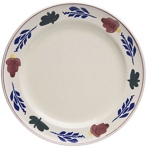 Royal Boch Boerenbont Set 6 Platte borden van 27cm Crème met decor Aardewerk