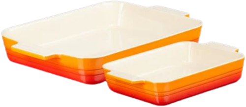 Le Creuset Oranjerood Ovenschalen Set van 2 - 25 & 32cm