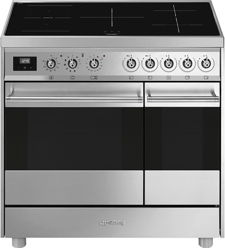 SMEG C92IPX9 Fornuis 90 x 60 x 90 - 5 inductiezones - 2 ovens (1 pyrolyse) - energieklasse A - inox