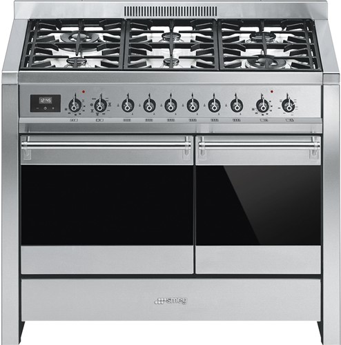 SMEG A2-81 Fornuis 100 x 60 x 90 - 6 branders gas - 2  ovens (1 multifunctie) - energieklasse A - inox