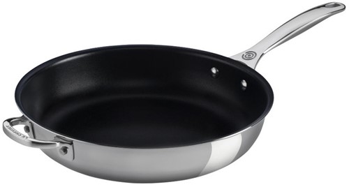 Le Creuset RVS PLUS diepe koekenpan in 28cm met anti-aanbaklaag