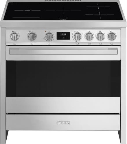 Smeg B95IMX9 Fornuis 90 x 60 x 90 - 5 inductiezones waarvan 1 multizone - 1 oven - energieklasse A - vapor clean reiniging - inox