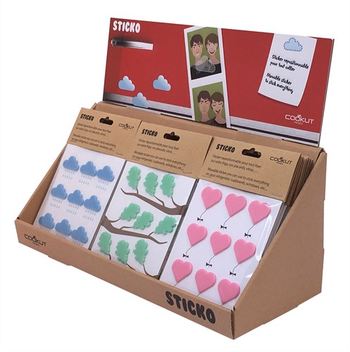 COOKUT CK-0860 Sticko set van 9 stickers uit silicone hart, wolk of blad