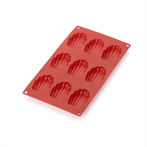 Lékué Bakvorm uit silicone voor 9 madeleines rood 7x4.7x1.7cm