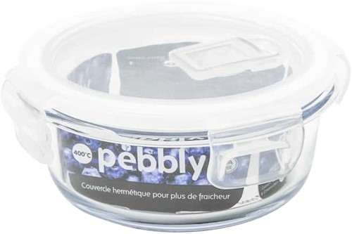 PEBBLY Round glass food storage container 400 ml